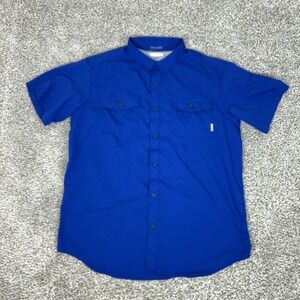 Columbia Shirt Mens XL Blue Omni Wick Fishing Vent Button Hiking Outdoor Travel